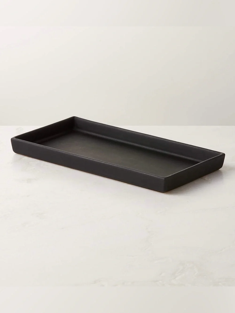 CB2 rubber coated black vanity tray